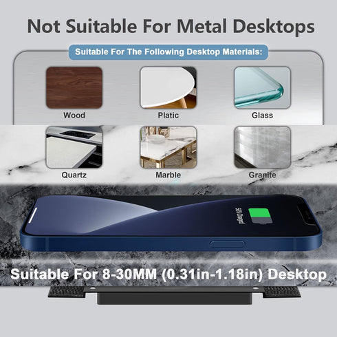 Magnetic Invisible Wireless Charger 8-30MM, Under Desk 15W Furniture Wireless Charging Pad for Magsafe iPhone 13/12