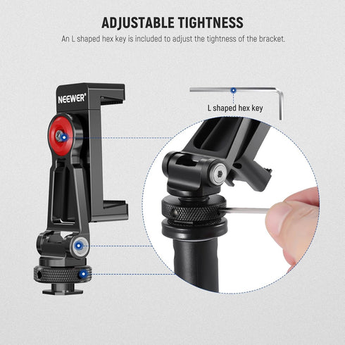 NEEWER Metal Phone Tripod Mount, Adjustable Universal Phone Holder Compatible with iPhone 15 Pro Max, Samsung Galaxy,