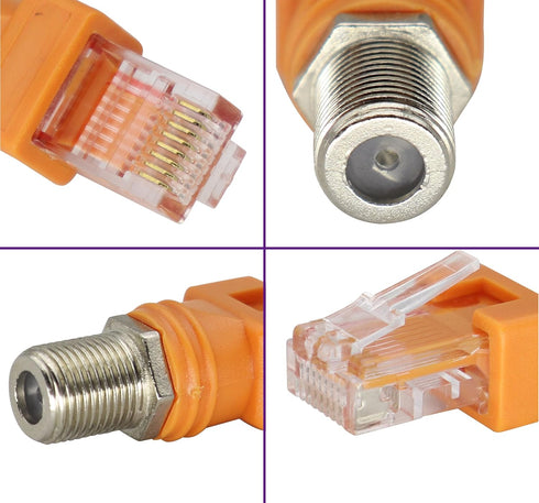 F to RJ45 Coaxial to Ethernet Adapter, 4-Pack Suitable for Most Line Testers and Testing Equipment