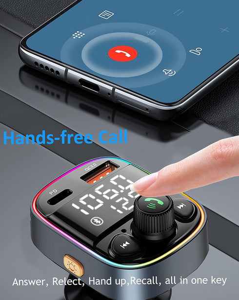 LIHAN AUX USB C Bluetooth Car Adapter, Wireless Handsfree Call, Plug for FM Transmitter Radio Receiver