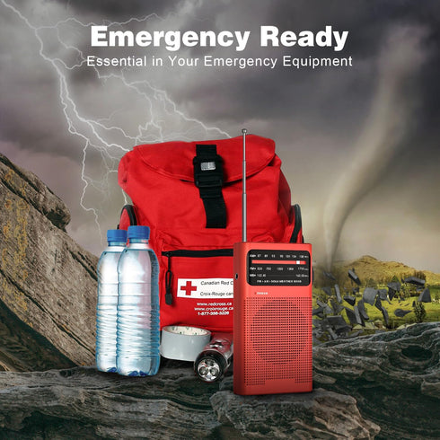 Goodes NOAA Weather Radio AM FM, Portable Radio with Loud Speaker, Headphone Jack, Battery Operated