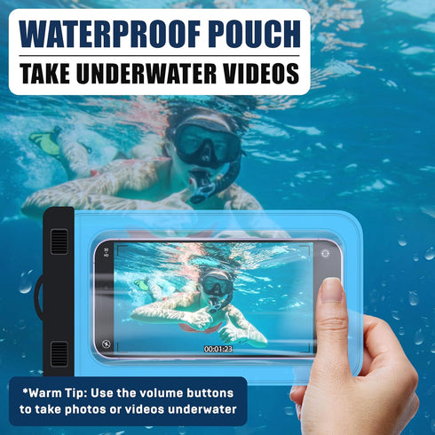 Cruise Lanyards Extra Large Waterproof Cell Phone Pouch - Touch Screen Dry Case for Phones up to 7” (2-Pack)
