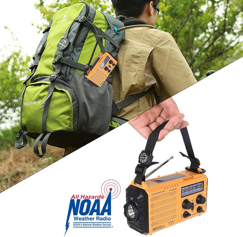 Raynic Weather Radio, 5000mAh NOAA Emergency Radio, Solar Hand Crank with Flashlight and SOS Siren