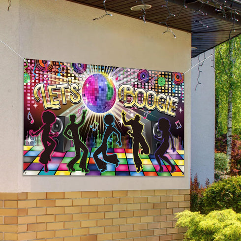 Disco 70s Theme Party Decorations, Back to 60s 70s 80s 90s Let's Boogie Disco Night Photography Background