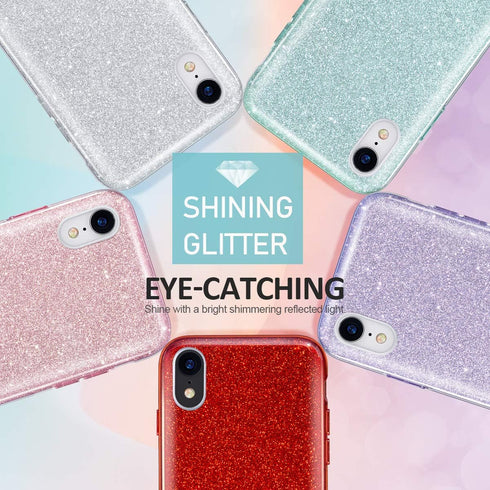 MATEPROX Bling Sparkle Case for iPhone XR - Cute Girls Women Protective Christmas Case (Red)