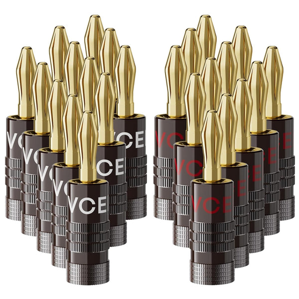 VCELINK Banana Plugs, Speaker Wire Connectors, 4mm 24K Gold Plated Dual-Screw Type