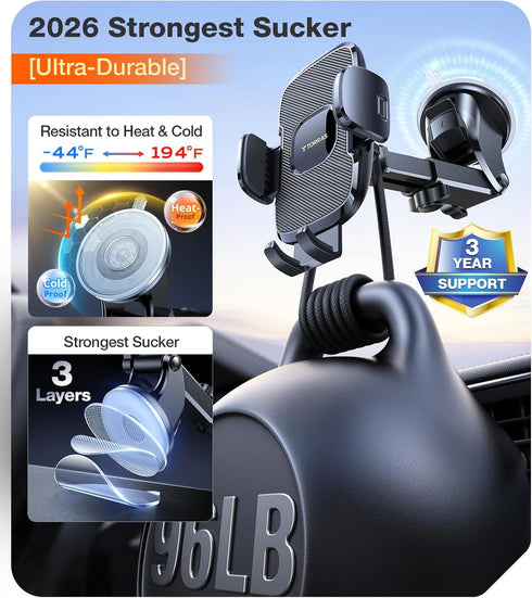 TORRAS Car96+LBS 17 16 15 14 Ultra-Durable Phone Holders for Your Strongest Suction Car Phone Holder Mount, Safety