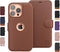 Compatible iPhone 13 Pro Max Wallet Case with Card Holder - Slim Durable Faux Leather Flip Cell Phone Case - Caramel