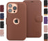Compatible iPhone 13 Pro Max Wallet Case with Card Holder - Slim Durable Faux Leather Flip Cell Phone Case - Caramel