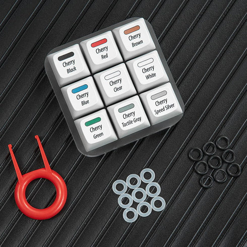 Cherry MX Key Switch Tester Mechanical Keyboard Sampler Tool Kit with Puller and O Rings (9-Key Printed PBT Keycap)