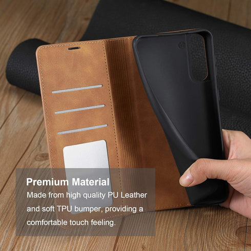 QLTYPRI Samsung Galaxy A13 5G Case, Premium PU Leather Cover with Card Holder, Kickstand, Shockproof Flip Wallet Case,