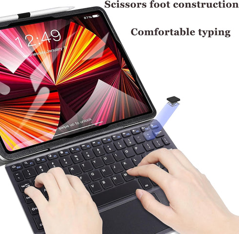 Wireless Bluetooth Keyboard, Ultra Slim Rechargeable Portable Cordless Keyboard with Touchpad, 10 Inch for iOS Android