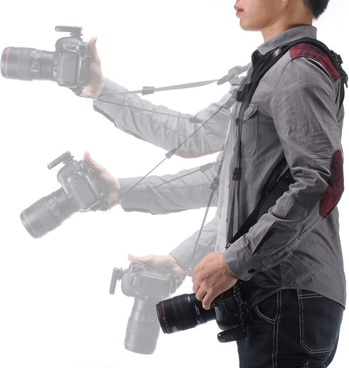 ztowoto Camera Shoulder Double Strap Harness with Quick Release Adjustable Dual Camera Tether Strap and Lens Cleaning