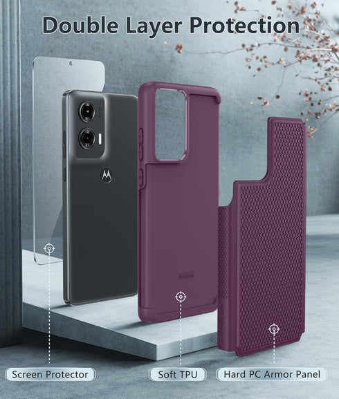 FNTCASE for Motorola Moto G-Stylus-5G-2024 Case, Dual Layer Heavy Duty Shockproof Rugged Cover, 6.7 inch