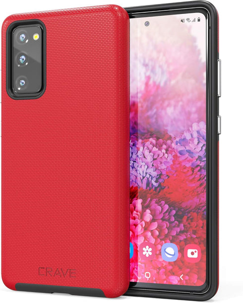 Crave Dual Layer Case for Samsung Galaxy S20 FE, Shockproof Protection for Samsung Galaxy S20 FE & S20 FE 5G - Red