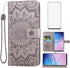 Samsung Galaxy S10e Phone Case Wallet with Magnetic Flip Cover, Tempered Glass Protector, Card Holder, Gray