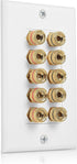 Cable Matters Speaker Wire Wall Plate for 5 Speakers, White