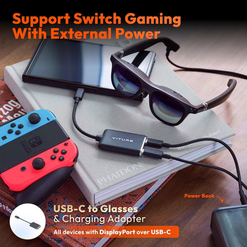 USB-C to Glasses and Charging Adapter, Charge and Play for Switch, Steam Deck