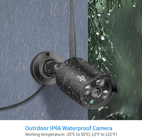 Hiseeu 5MP Black Camera Add on, Waterproof Outdoor Indoor 3.6mm Lens IP Day & Night Vision with DC 12V Power Adapter