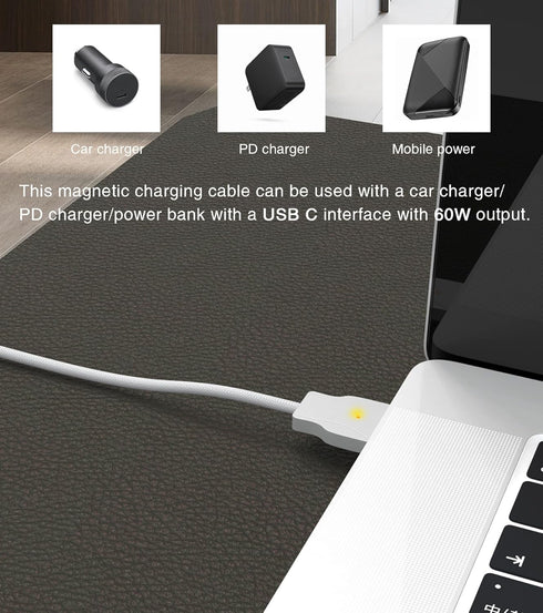 140W USB C to Magnetic Charging Cable, 6.6ft, Unique Design Compatible with M1 M2 M3 MacBook Pro 2021-2024 & MacBook