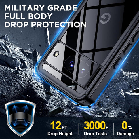 Google Pixel 8 Cell Phone Case, Waterproof, Heavy Duty Rugged 360 Protective, IP68 Water Resistance, Military-Grade,