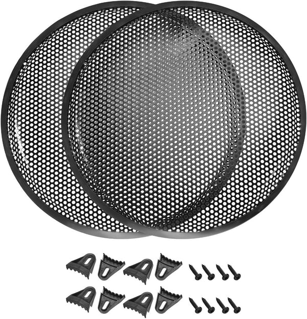 uxcell 2pcs 15" Speaker Waffle Grill Metal Mesh Subwoofer Guard Cover with Clips, Screws