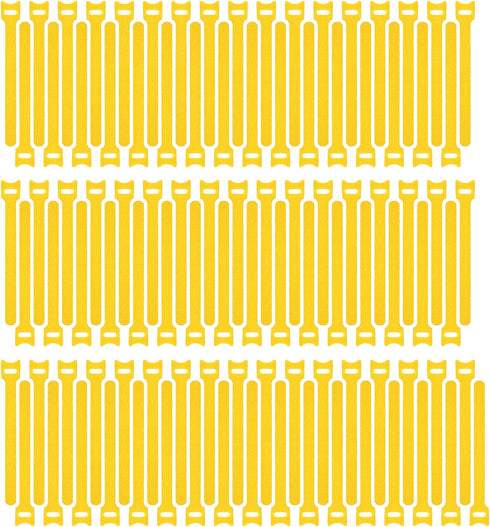 Pasow 100pcs Reusable Fastening Cable Ties, Adjustable Wire Management 8 Inch (Yellow)