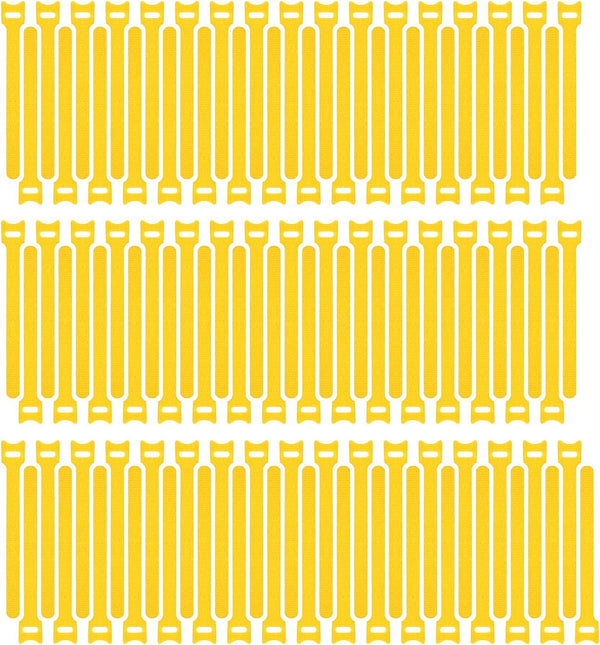 Pasow 100pcs Reusable Fastening Cable Ties, Adjustable Wire Management 8 Inch (Yellow)