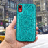 Harryshell Detachable Magnetic Zipper Wallet Case for iPhone XR 6.1 Inch, Floral Leather with Card Slots (Blue Green)