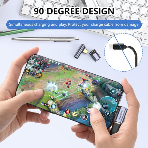 ELUTENG 90 Degree USB C Adapter 3 Pack, Right Angle USB Type C Male to Female 8K@60Hz Connector