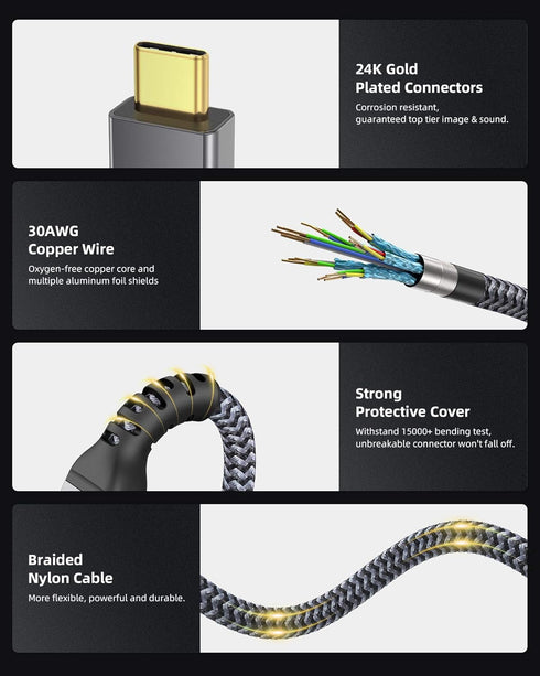 10FT 4 40Gbps 240W 8K/5K 2026 Maxonar Long Thunderbolt Cable, Sync, Charging, Display, All-in-One Cable Replaces