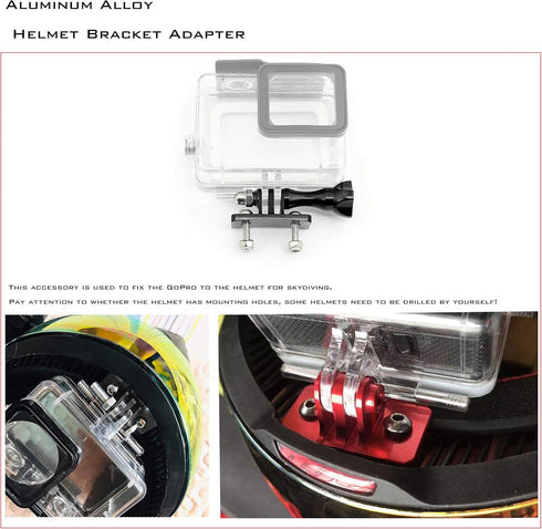 Universal Helmet Fixed Mounts, Camera Metal Bracket Adapter for GoPro Series Sport Camera/Skydiving Helmet