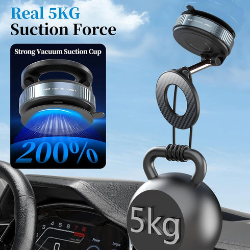 PlusAcc 360Rotatable 16/15/14/13 Vacuum Magnetic Phone Holder for Car, Suction Cup Phone Mount for MagSafe, Strong