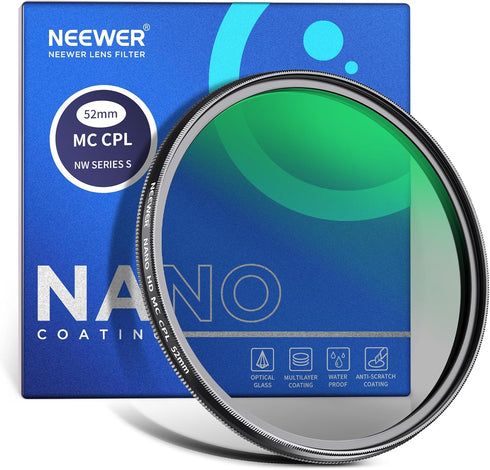 NEEWER 52mm Polarizer Filter, 24 Layer Multi Resistant Nano Coated MC CPL Circular Filter for Camera Lens