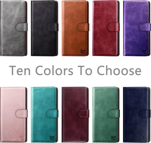 SUANPOT Samsung Galaxy S10 6.1" Wallet Case - RFID Blocking Leather Flip Folio Book Phone Case, Shockproof, Green