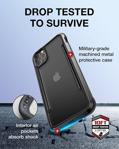 Raptic Shield for iPhone 11 Pro Max Case - Shockproof Protective Clear Case, Military 10ft Drop Tested, Black