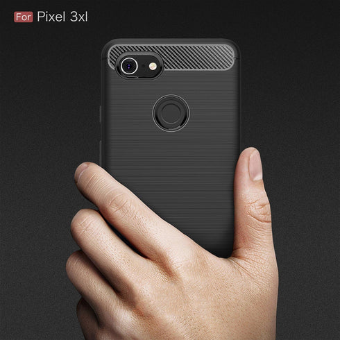 Case Compatible with Google Pixel 3 XL - Carbon Fiber Shock Absorption Slim Case (Blue)