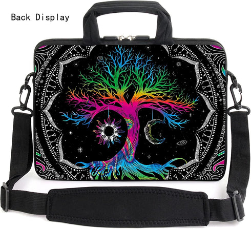 AMARY 13" 13.3" Laptop Sleeve Chromebook Case with Adjustable Shoulder Strap and Accessory Pocket (Colorful Tree)