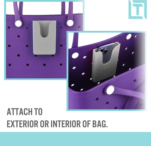 Phone Holder Compatible with Bogg Bag - Universal and Made of Silicone - Rubber Beach Bag Accessories and Attachment - Tote Bag Insert Grey