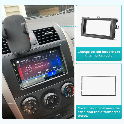2009-2013 NuIth Double DIN Radio Installation Dash Kit W/Radio Wire Harness for Toyota Corolla, Aftermarket Radio Dash