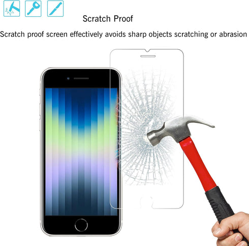 Ailun 2Pack Tempered Glass Screen Protector for iPhone SE 2020/2022, 0.33mm, 4.7 Inch, Case Friendly, 2nd/3rd Gen.