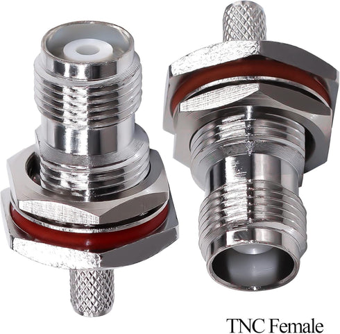 TNC Female Waterproof Connector, 10 pcs TUOLNK Crimp Plug for RG58 RG142 Coaxial Cable Solder Connector