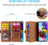 EYZUTAK Wallet Phone Case for Samsung Galaxy A51, Retro Matte 9 Card Holder Slots Zipper Pocket Case - Brown