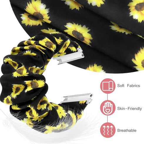 Lamshaw 22mm Fabric Elastic Scrunchie Replacement Straps, Compatible with Faweio Smartwatch Bands for Women