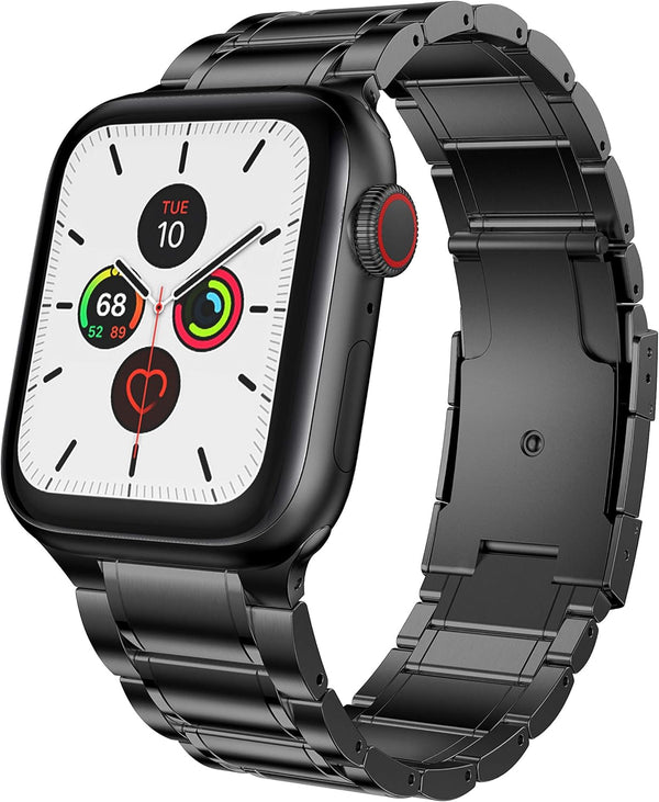 Titanium Band for Apple Watch, Compatible with 49mm, 45mm, 44mm, 42mm, Black Metal Replacement Strap