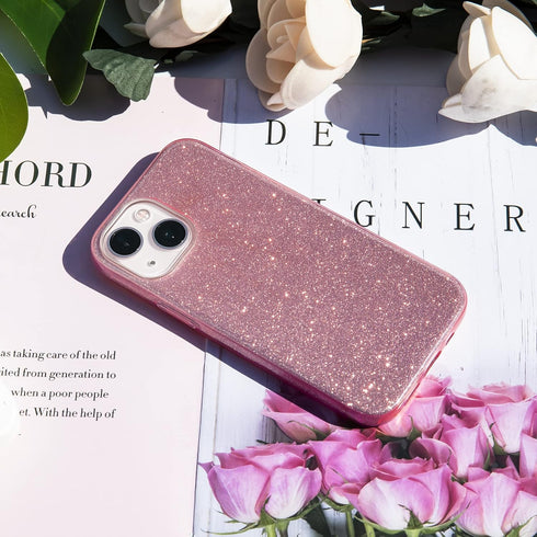 MATEPROX Bling Sparkle Protective Case for iPhone 13 Mini, iPhone 12 Mini, Cute Girls Women (Pink)
