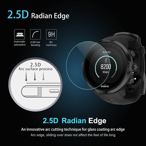 Diruite 3-Pack Tempered Glass Screen Protector for Suunto Spartan Sport, 2.5D 9H Hardness, Ultra-Thin
