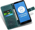 Motorola Moto E6 Wallet Phone Case with Tempered Glass Screen Protector, Leather Flip Cover, Card Holder Stand, Dark