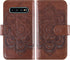 Asuwish Wallet Case for Samsung Galaxy S10 Plus - Brown Leather Flip with Tempered Glass & Card Holder Stand.