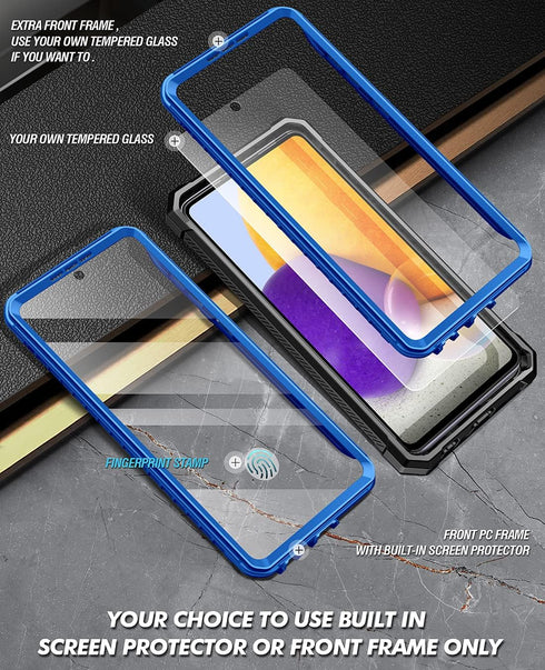 Poetic Spartan Case for Samsung Galaxy A72, Full Body Rugged Shockproof Protective Cover with Built-in Screen Protector